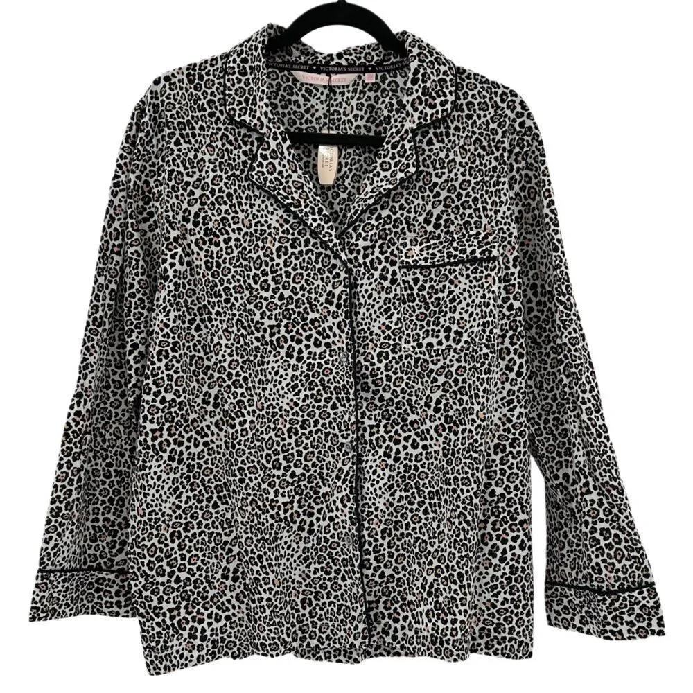 Victoria's Secret Leopard Cheetah Print Button Down Pajama Top NWT Size Medium